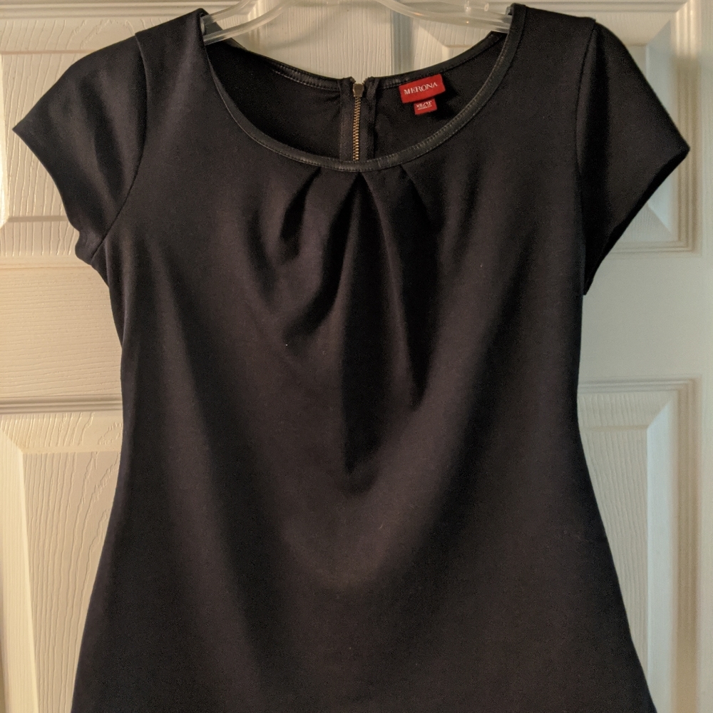 Black Top with Leather Trim